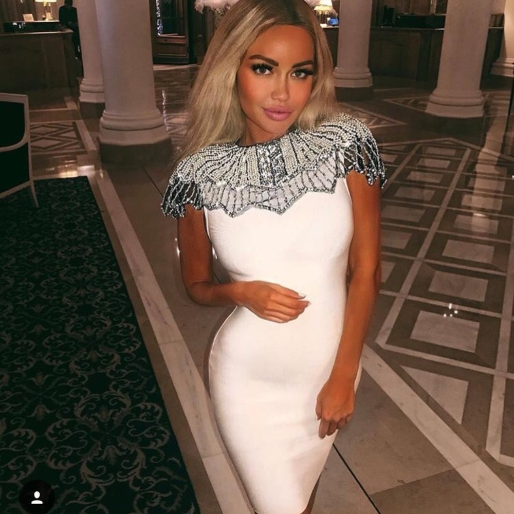 Amanda hand beaded  bandage dress